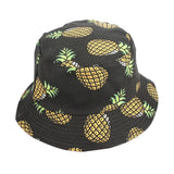 Summer White Pineapple Printed Bucket Hats