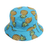 Summer White Pineapple Printed Bucket Hats